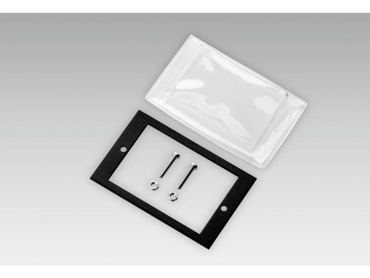 Adapter and front plate – Front panel with transparent protective cover, for socket box 50 x 75 mm (Z 100.03A)
